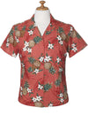 Sunny Pineapples Fitted Hawaiian Blouse Rust