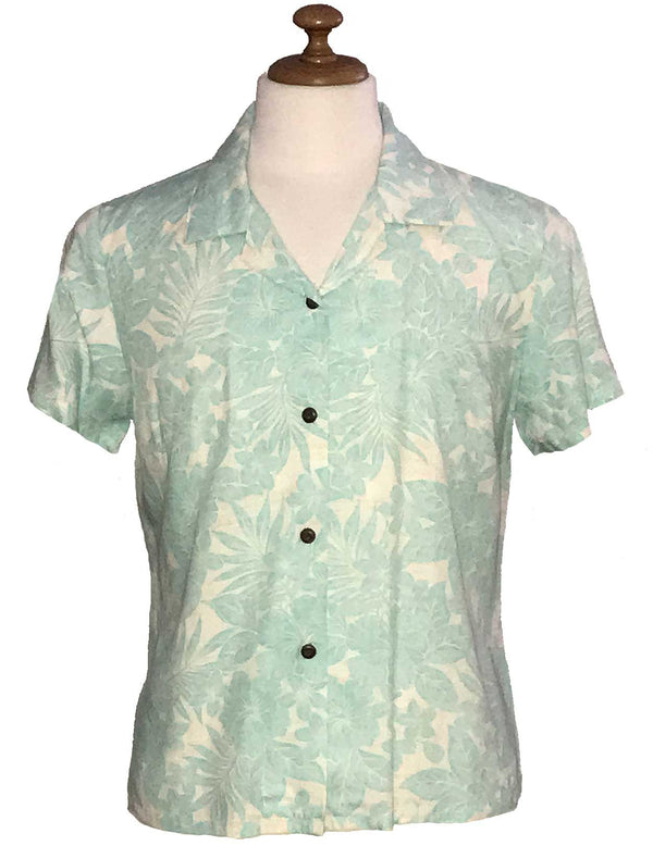 Kohala Forest Women's Hawaiian Shirt Aqua