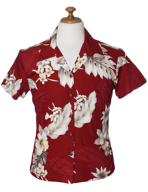 Fitted Floral Blouse for Women Lanai Red