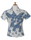 Fitted Hawaiian Blouse Lanai Adventure Blue Two Palms