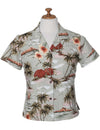 Fitted Hawaiian Blouse Paradise of Kauai Green