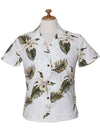 Fitted Hawaiian Blouse Orchids Makani White
