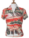 Hawaiian Hana Hou Scenic Rayon Shirt for Women Orange