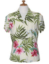 Rayon Hawaiian Shirt for Women Nalani Design Beige