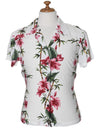 Hawaiian Rayon Shirt for Women Bamboo Hibiscus Island White