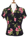Okalani Fitted Hawaiian Shirt for Women Black