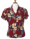 Okalani Fitted Hawaiian Shirt for Women Red