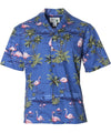 Flamingo Ohana Aloha Shirt Royal Blue Royal