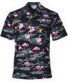 Flamingos Pond Aloha Shirt Black