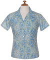 Fresh Pineapples Women Fitted Hawaiian Blouse Light Blue