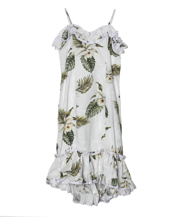 Girls Ruffled Muumuu for Girls Orchids Makani White 6