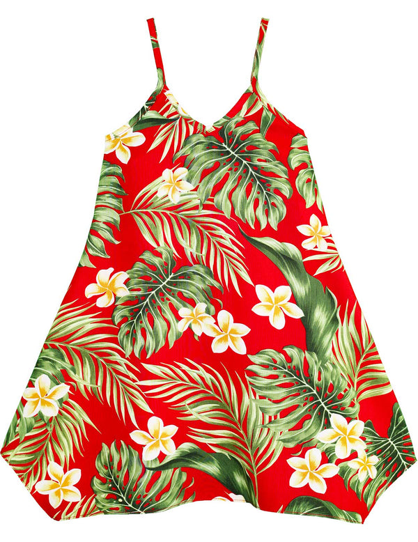 Kaipo Aloha Girls Dress with Scarf Hem Red