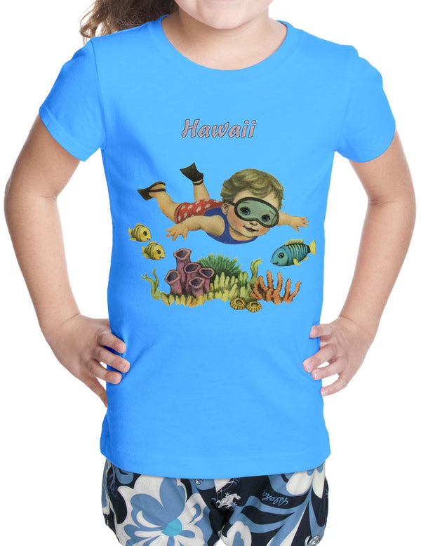 Kid's T-Shirt Diver Sea Life Reef Blue