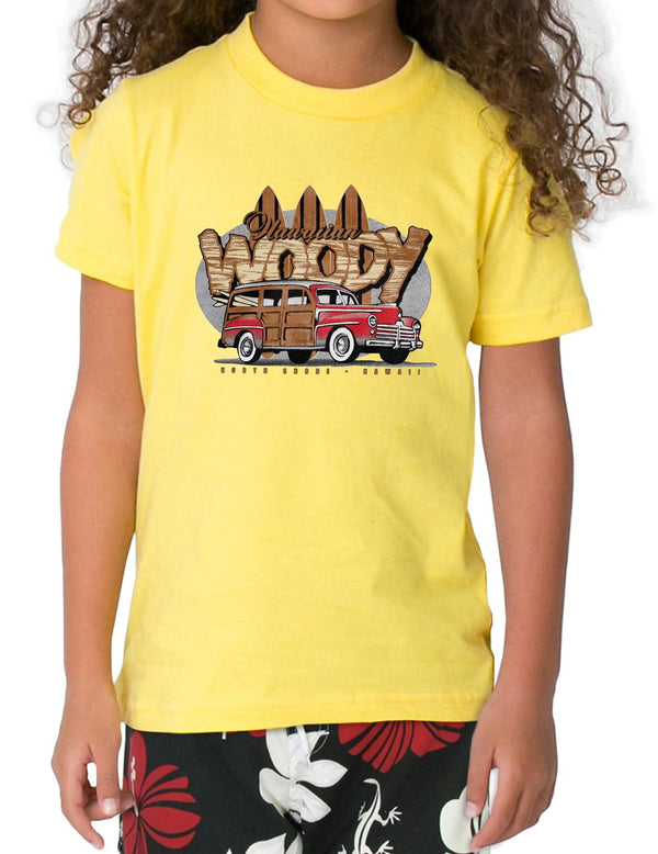 Surfers Woody Car Children T-Shirt Yellow