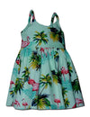 Girls Bungee Sundress Flamingos Sage