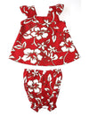 Baby Girl Clothes 2 Piece Hawaii Capri Set Classic Hibiscus Pareo Red