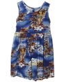 Girl's Flower Tank Dress Blue Hawaii Blue