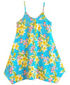 Plumerias Girls Hawaiian Dress Turquoise