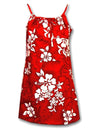 Girls Dress Spaghetti Traps Tropical Hibiscus Red