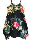Girls flower Dress with Scarf Hem Lihue Hibiscus Black RJC