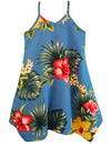 Girls flower Dress with Scarf Hem Lihue Hibiscus Blue RJC