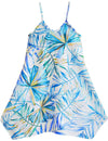 Girls Dress with Scarf Hem Watercolors Palms Light Blue RJC