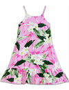 Girls Sundress with Ruffle Hem Plumeria Maile Pink