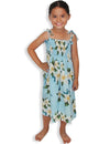 Girl's Flower Dress Plumeria Sky with Smock Top Sky Blue