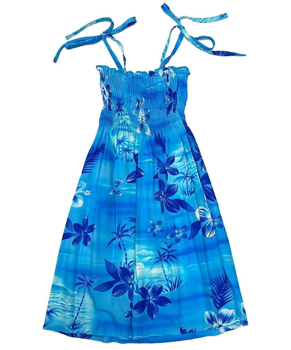 Girl's Flower Dress Smock Top Moonlight Scenic Blue