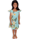 Girls Flower Rayon Dress Island Ceres Green