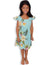 Girls Flower Rayon Dress Island Ceres Green