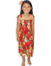 Girl's Flower Red Dress Smock Top Ula Ula Hibiscus Red