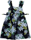 Girl's Hawaiian Dress White Tiare with Bungee Straps Black RJC