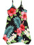 Girls Hawaiian Flower Dress with Scarf Hem Hibiscus Black RJC