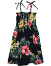 Girl's Hawaiian Smock Dress Lihue Hibiscus Black