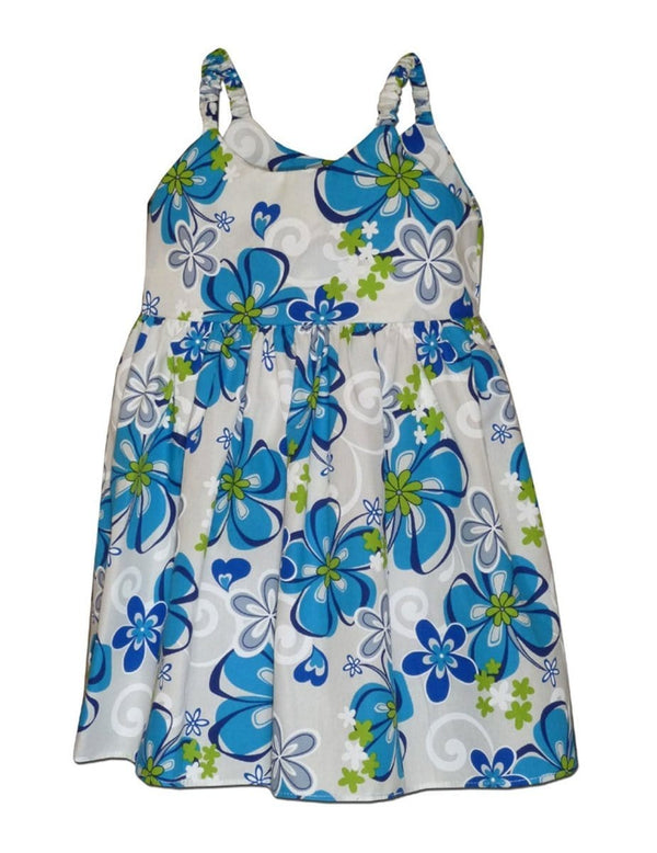 Girls Hawaiian Sundress Pualoalo Blue