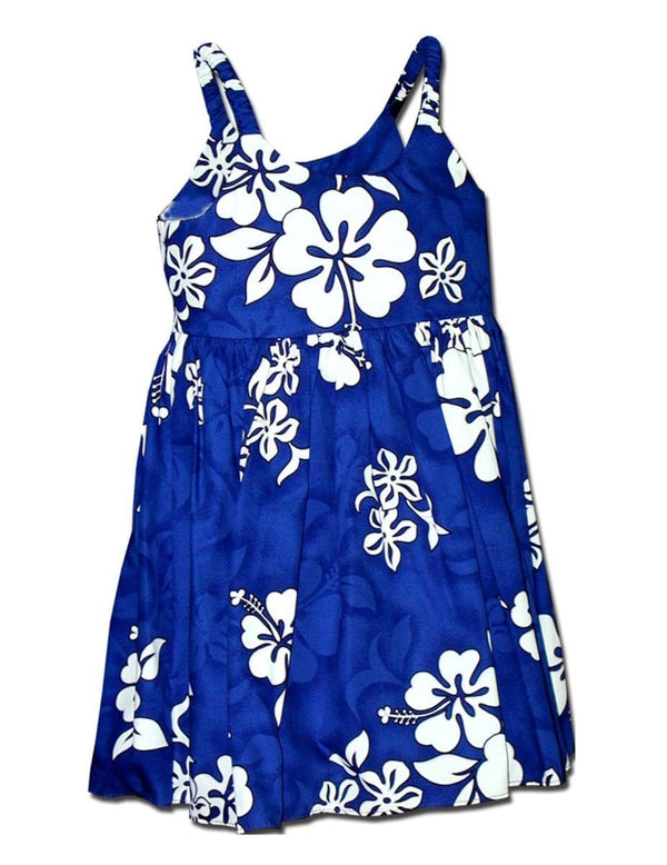 Girl's Hawaiian Sundress Tropical Hibiscus Blue