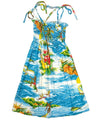 Girls Smock Top Hawaiian Dress Ocean Blue