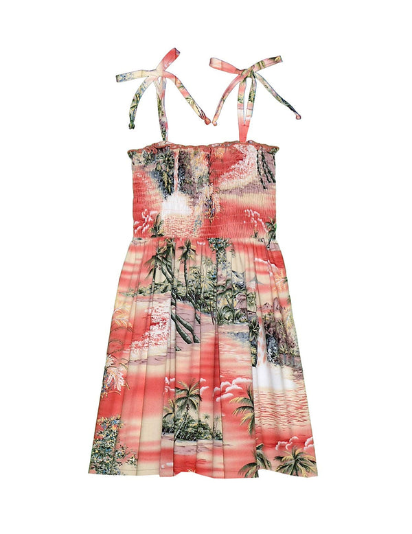 Girls Smock Tube Top Rayon Dress Hana Hou Orange