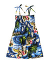 Girls Tube Top Smock Dress Hawaii Polynesian Navy