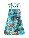 Girls Tube Top Smock Dress Hawaii Polynesian Turquoise