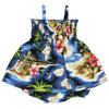 2 Piece Girls Set Smock Top Hawaii Polynesian Navy