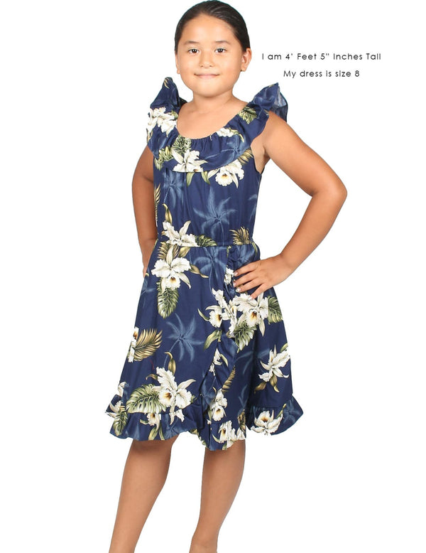 Spanish Girls Dress Orchids Makani Navy