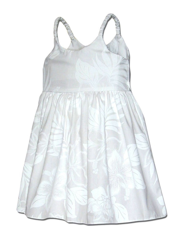 Girl's White Hawaiian Sundress La'ele White