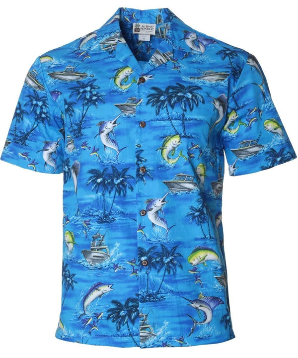 Go Fishing Hawaiian Shirt Blue