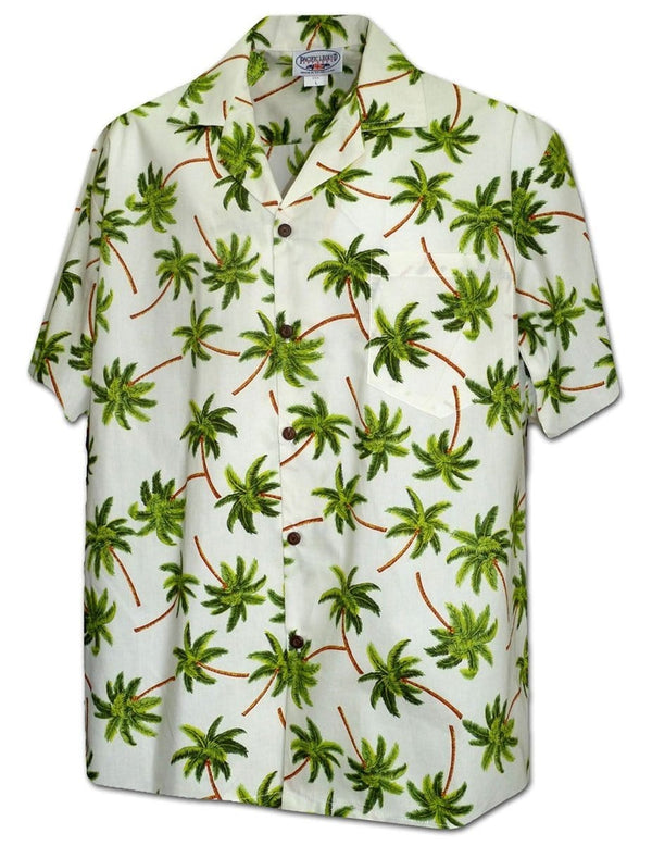Green Palms Aloha Shirt ivory Pacific Legend