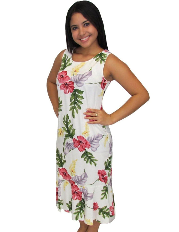 Haiku Aloha Midi Length Hawaiian Dress Sleeveless