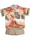 Hana Hou Boy’s 2 Piece Hawaiian Rayon Cabana Set Orange