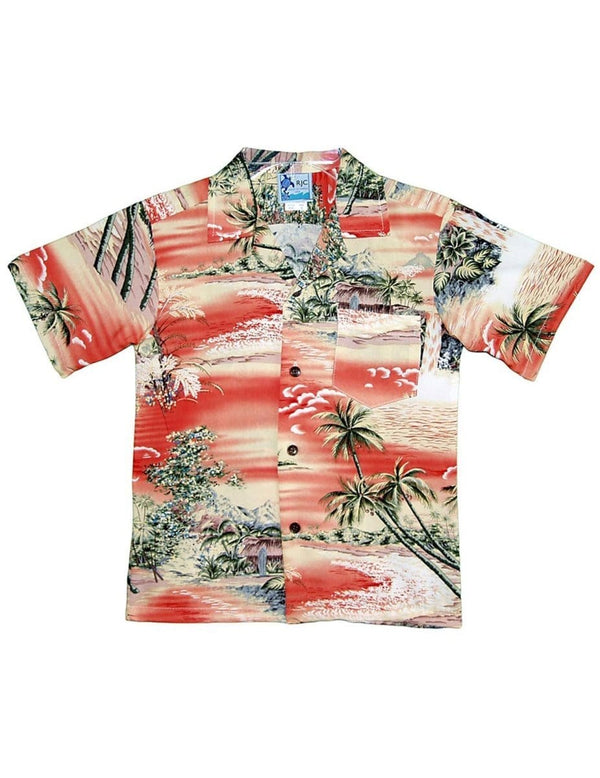 Hana Hou Boy’s Aloha Rayon Shirt Orange