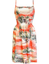 Hana Hou Empire Smocked Short Hawaiian Dress Orange RJC